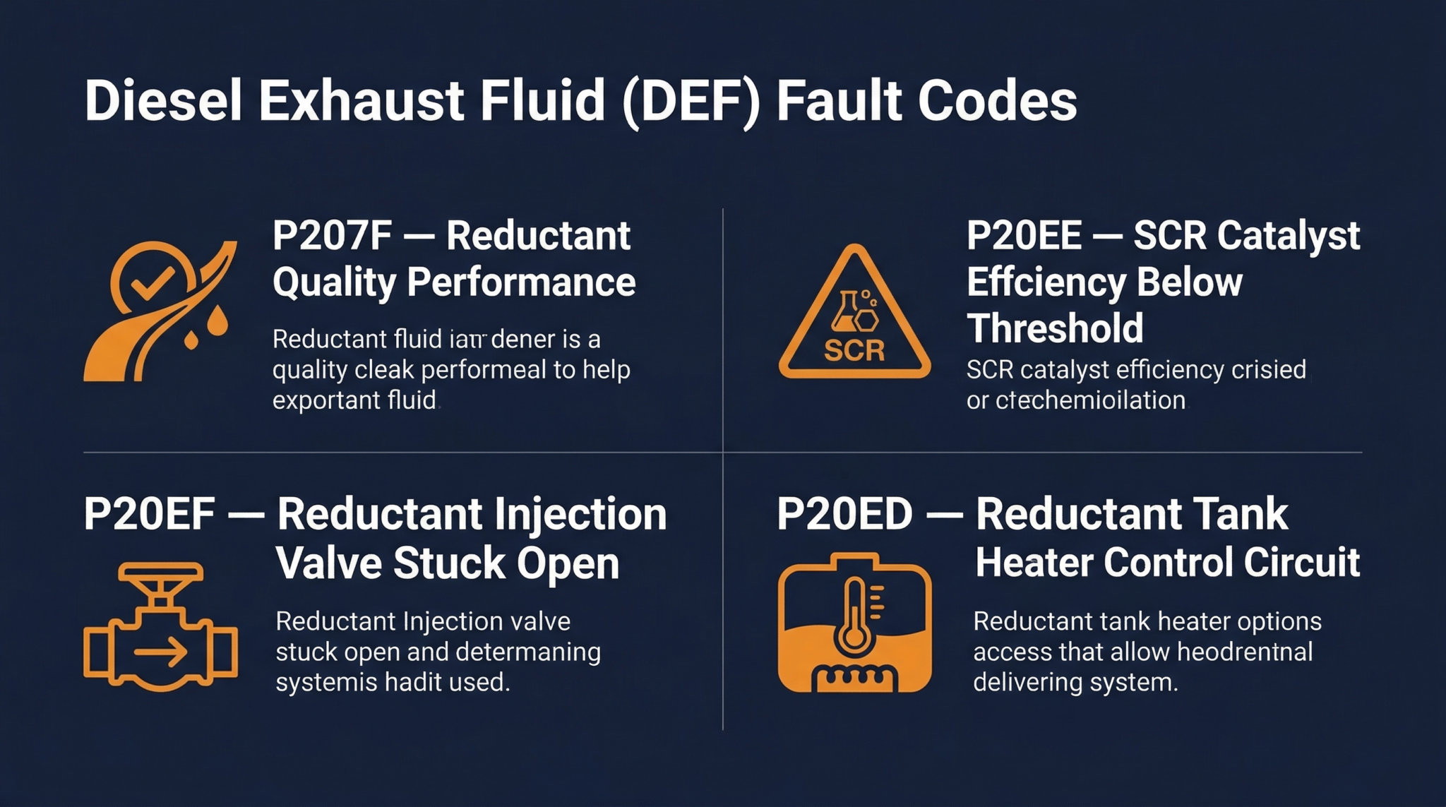 DEF Trouble Codes: P207F, P20EE, P20EF Fixes