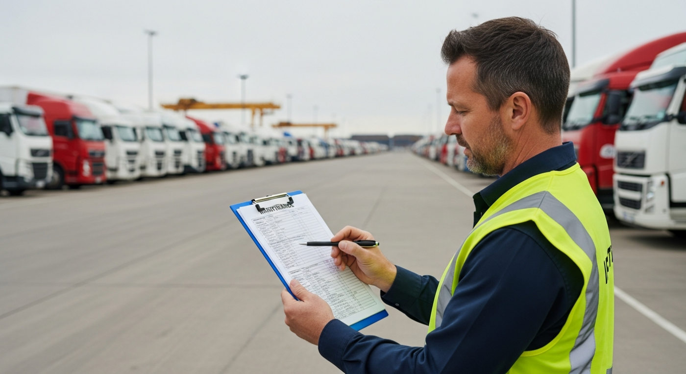 Fleet manager reviewing DEF maintenance schedule