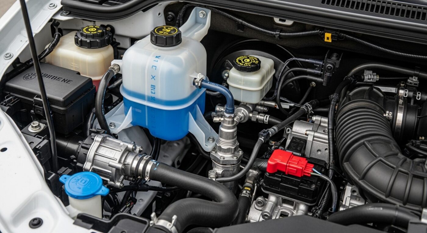 Mercedes Sprinter DEF filler cap close-up